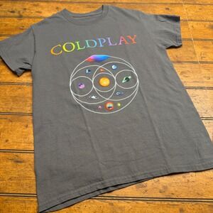 Coldplay Music of the Spheres Live 2022 Tour T Shirt Size S Gray Cotton